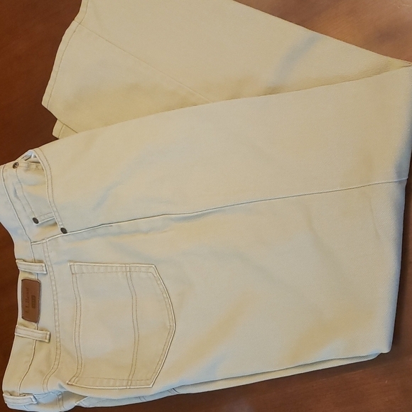 VINTAGE L.L. Bean Tan Twill Jeans Like New Ultra High Waist 34x29.5 EUC Unisex - Picture 1 of 13